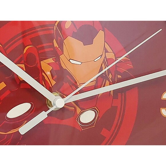 New Marvel Ironman 10" Round Wall Clock Horloge Miniso Black rim NIB - Picture 8 of 8